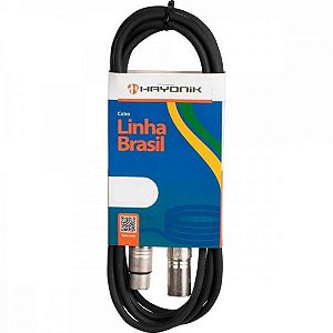 Cabo para Microfone Linha BRASIL XLR(F) X XLR(M) 10m Preto HAYONIK [F003]