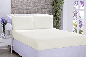 Jogo De Cama Lençol Ponto Palito Micropercal Queen 03 Peças Palha [F101]