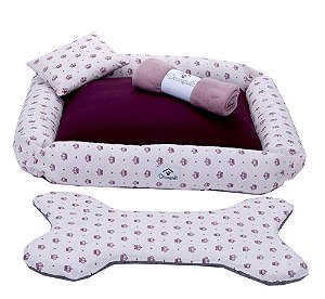 Kit Cama Pet Cachorro Ou Gato Realeza Rosa Tam: M 04 Peças [F101]