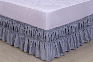 Saia Para Cama Box Colchobox Elasticada Ajustavel Solteiro Casal Cinza [F101]