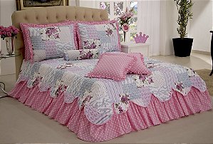 Kit Colcha Cobre Leito Belize Casal Queen 06 Pçs Rosa [F101]