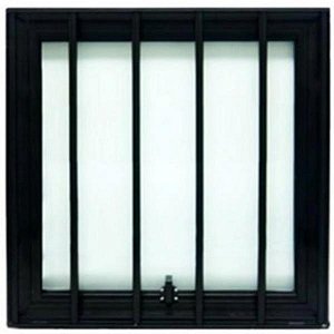 Maxiar De Banheiro Esquadrias Brasil 35x35 Preto Com Grade [F123]