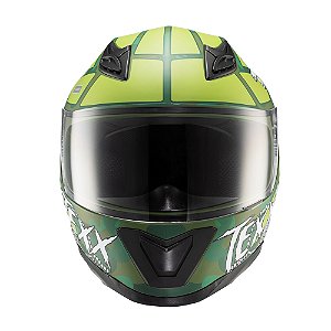 Capacete Texx Fechado Hawk Fury Verd Amare Verm 56 [F016]