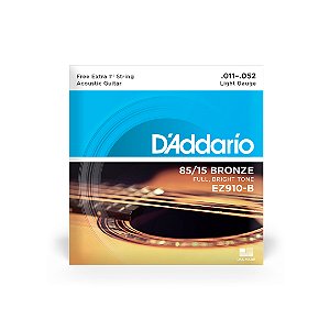 Cordas Para Violão Aço D Addario Bronze 85/15 Ez910-b .011-.052 Com Corda Extra Pl011 [F108]