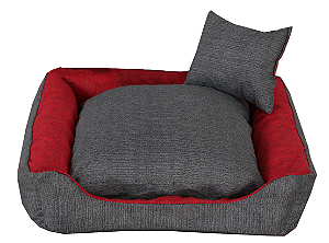 Cama Pet Para Cães E Gatos Chumbo Vermelho Porte Grande [F101]