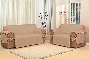 Capa Protetora De Sofa Microfibra 02 E 03 Lugares Avelã [F101]