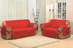 Capa Protetora De Sofa Microfibra 02 E 03 Lugares Vermelho [F101]