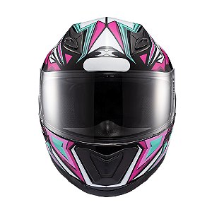 Capacete Texx Fechado Hawk Genesis Rosa Azul Branc 60 [F016]