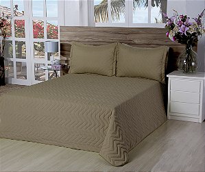 Cobre Leito Classic Matelassado Microfibra Queen 03 Pçs Avelã [F101]