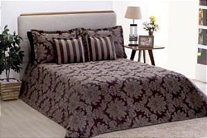 Cobre Leito King Jacquard 05 Pçs Marrom [F101]