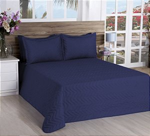 Cobre Leito Matelassado Casal Queen Classic 03 Pçs  Azul [F101]