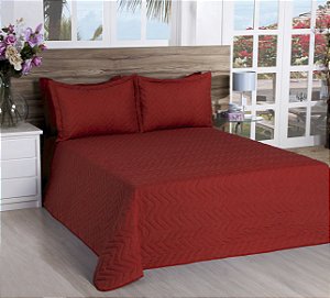 Cobre Leito Matelassado Classic Queen 03 Pçs Vermelho [F101]