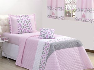 Cobreleito Nuvem Rosa Solteiro 03 Pçs [F101]
