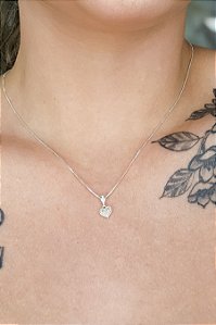 Colar Pingente Coração Delicado Em Prata 925 [F027]