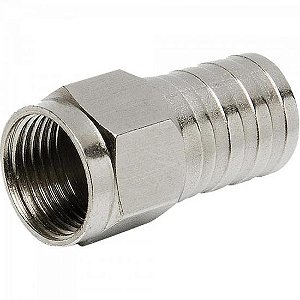 Conector F Tipo Barril Para Crimpar RG59 CONF0006 Níquel STORM - PCT / 100 [F002]