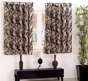 Cortina De Malha Estampada 2,00 Metros Floral Preto [F101]