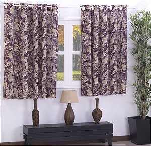 Cortina De Malha Estampada 2,00 Metros Floral Vinho [F101]