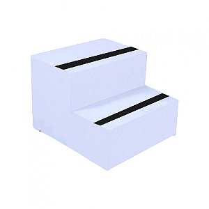 Escada Auxiliar C/ Fita Anti Derrapante 2 Degraus Branco [F031]