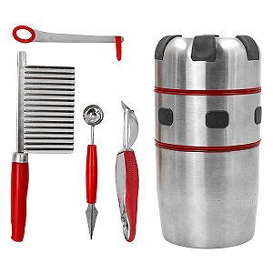 Espremedor Amassador Cortador De Frutas Verduras Aço Inox [F102]