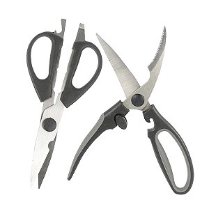 Tesouras De Cozinha Culinária Abridor Corta Desossa Aço Inox Kit C/ 2 [F102]