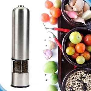 Moedor Pimenta Ou Sal Gourmet Elétrico A Pilha Aço Inox [F102]