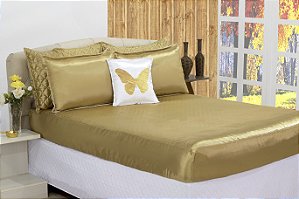 Jogo De Cama Lençol Capim Dourado Casal Padrão 04 Pçs [F101]