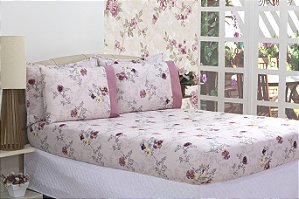 Jogo De Cama Lençol Micropercal Com Elástico Orquidea Casal 03 Pçs [F101]