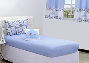 Jogo De Cama Lençol Solteiro Nuvem Azul 03 Peças [F101]