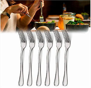 Kit 6 Garfos Aço Inox Talher Mesa Cozinha Buffet Restaurante [F102]