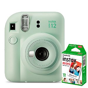 Kit Câmera Fujifilm Instax Mini 12 Verde Menta + Filme De 10 Poses [F118]