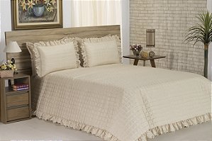 Kit Cobre Leito Casal Queen Diplomata 03 Peças Matelado Babado Avelã [F101]