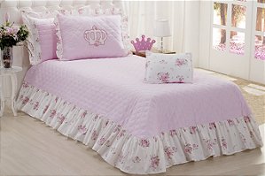 Kit Colcha Cobre Leito Lola Rosa Solteiro 03 Peças [F101]