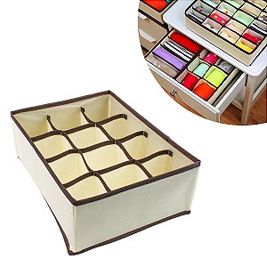 Organizador Gaveta 12 Divisórias Com Zíper Cueca Calcinha Gravata Armário [F102]