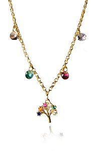 Pulseira árvore Da Vida Com Zircônias Coloridas Banhado Em Ouro 18k [F027]