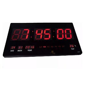 Relógio De Parede Digital Led Com Data, Mês, Ano E Temperatura - 46cm [F102]