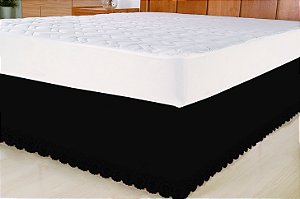 Saia Para Cama Box Colchobox Bordado Ultrassonico Solteiro Preta [F101]