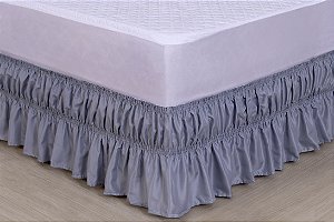Saia Para Cama Box Colchobox Elasticada Solteiro Cinza [F101]
