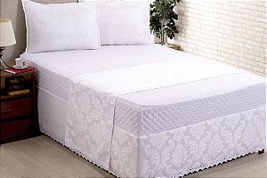 Saia Para Cama Box Colchobox Jacquard King Branca [F101]