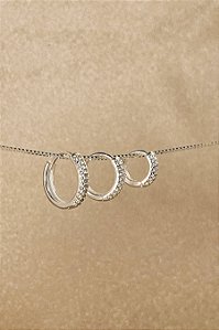 Trio De Argolinha Com Zircônia Em Prata 925 [F027]