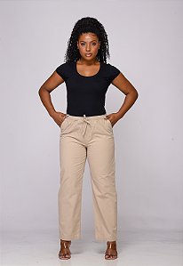 Calça Feminina Elástico 7928 Bege [F075]