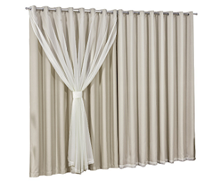 Cortina Blackout Com Voil 2,80x2,30 Para Varão Simples [F122]