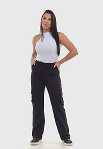 Calça 7926 Preto Moletom [F075]