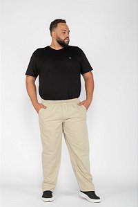 Calça Macaw 7563 Bege Plus Size Sarja [F075]