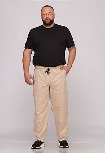 Calça Macaw 7734 Bege Plus Size Sarja [F075]