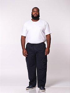 Calça Macaw 7868 Azul Marinho Plus Size Sarja [F075]
