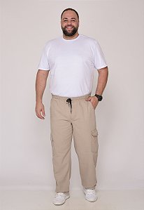 Calça Macaw 7868 Bege Escuro Plus Size Sarja [F075]