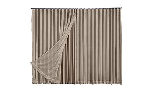 Cortina Microfibra Com Voil 2,80x2,50 Para Trilho Duplo [F122]