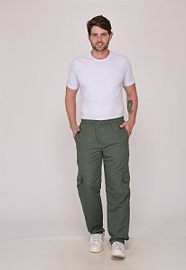 Calça Masculina Nylon Verde Musgo 7931 [F075]