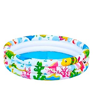 Piscina Inflável Redonda Animais Marinhos Infantil 135litros [F102]