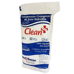 Compressa Gaze 13 Fios Pacote 215g Clean [F132]